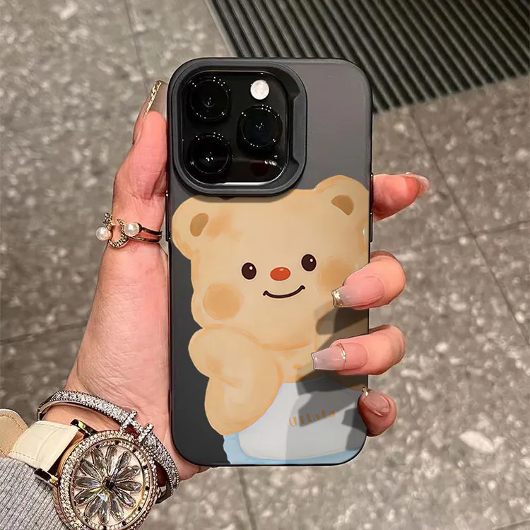 托腮小熊适用苹果15手机壳iphone14Promax磨砂13软硅胶12防摔11XS