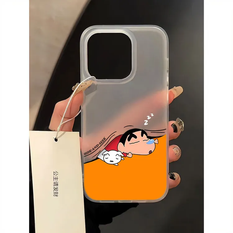 趴睡小新iPhone15P_14promax磨砂手机壳13_12苹果11软硅胶xs防摔