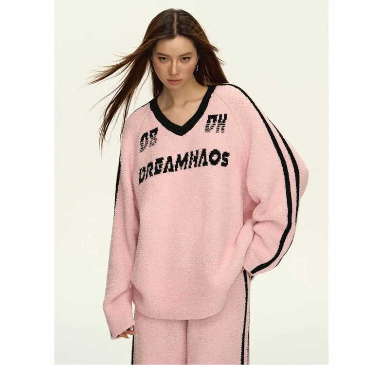 有MI轻奢【字母休闲】运动休闲款睡衣女秋冬软绵长袖可出门套装宽松