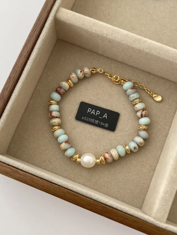 925银手链 PAPA·国潮风｜串珠手链·16+3cm百搭小众彩色气质复古