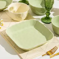 奶油风8英寸方盘4个装景德镇家用陶瓷碗盘餐具釉下彩省钱风盘子