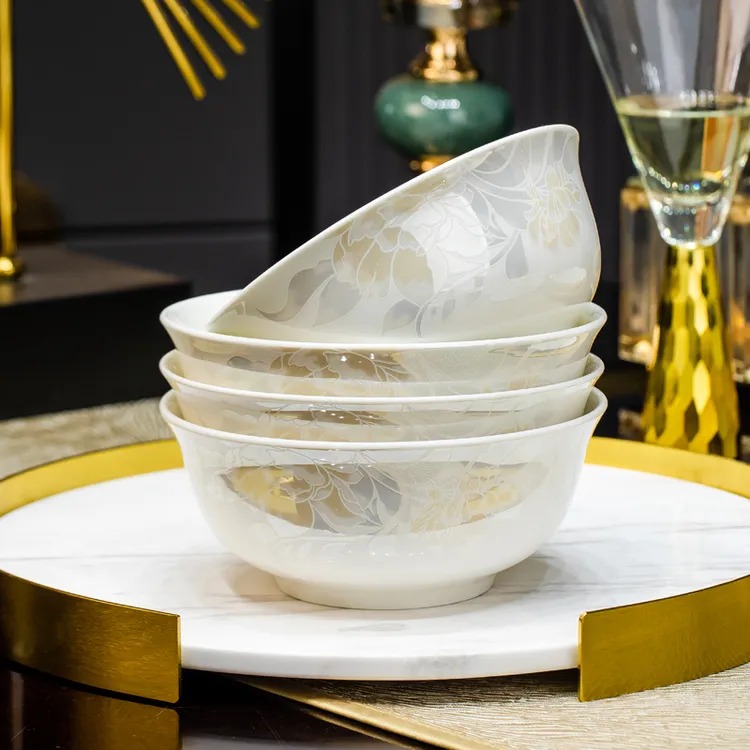 清雅名媛6英寸矮脚面碗（点关注再送1个）景德镇家用陶瓷碗盘餐具