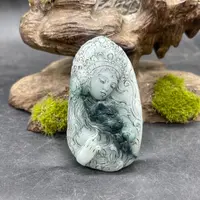 小鱼珠宝翡翠 缅甸天然翡翠定制款 精工雕刻特色美女 吊坠 