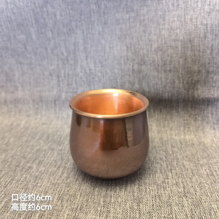 双层光面烤色毫升纯紫铜禅定杯手工茶杯家用铜锅铜锅铜火锅
