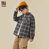 多多家8304【棉质.磨毛格子衬衫】中大童小格磨毛加厚衬衫