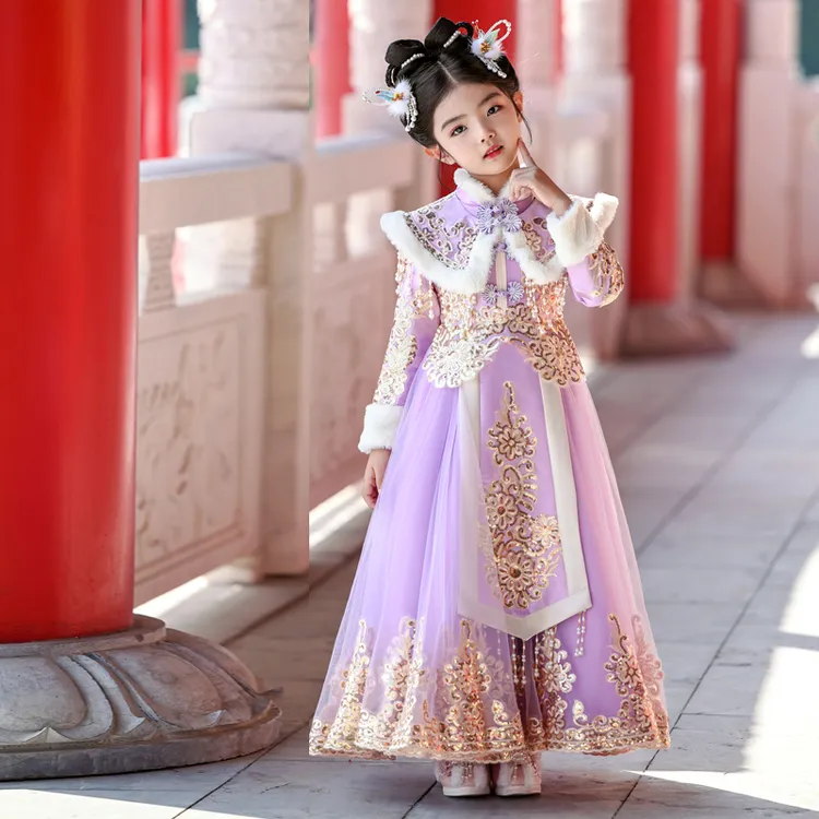 女童唐装汉服2025秋冬季新款连衣裙儿童超仙公主裙中国风新年装