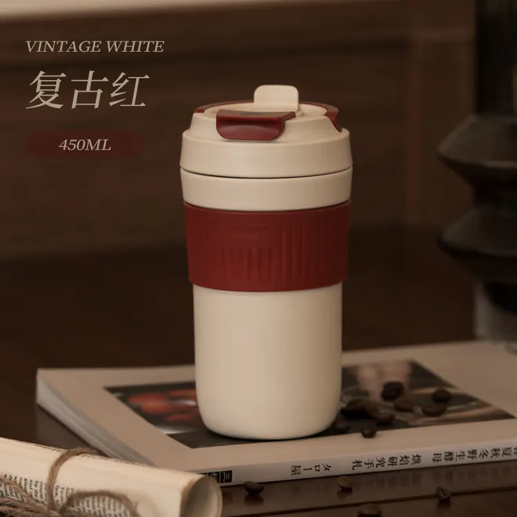 vanow咖啡杯便携式保温陶瓷车载科技创意保温杯日常外带美式带盖
