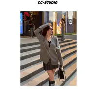 CC【四杠连帽】秋冬时尚显瘦百搭休闲针织衫