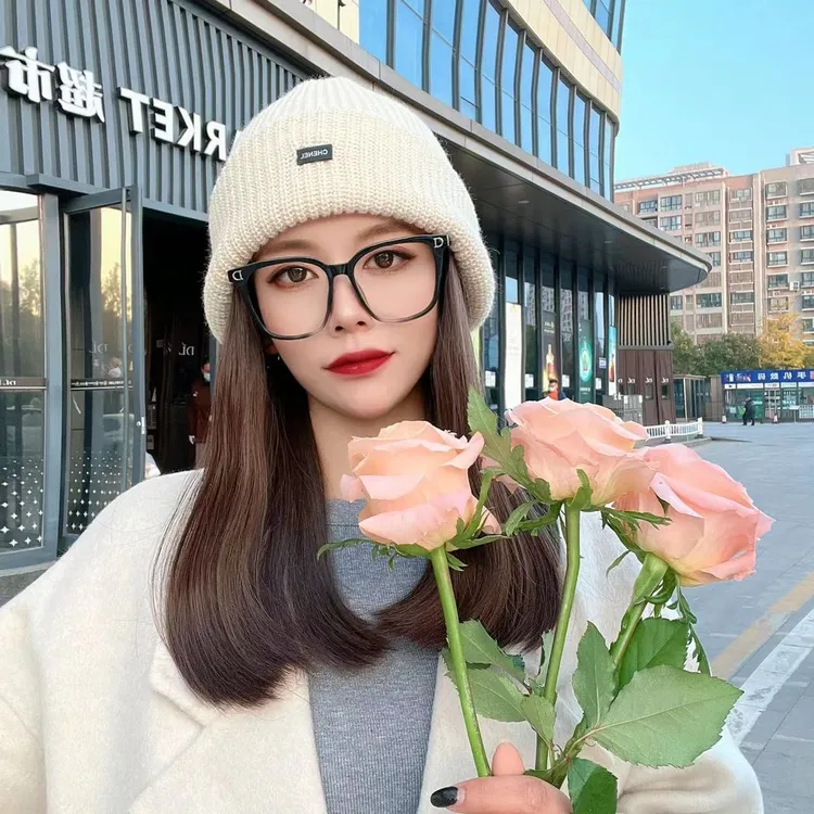 简约CH针织毛线帽子假发内扣一体假发女潮流时尚女假发帽仿真发丝