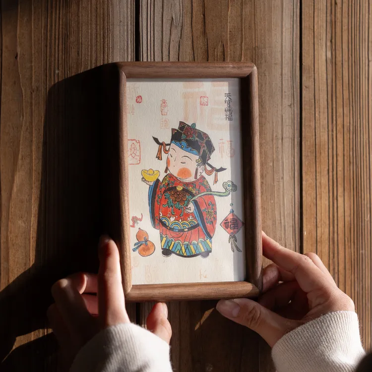 装饰挂画天官赐福财神爷摆台入户玄关高级感家居桌面装饰品小摆件
