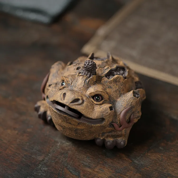 陈洪军树皮金蟾宜兴紫砂茶宠摆件精品可养茶具茶盘招财全手工茶玩
