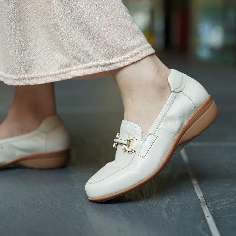 壹家shoes035035全羊皮散步乐福鞋3.5跟高百搭一脚蹬单鞋真皮女鞋