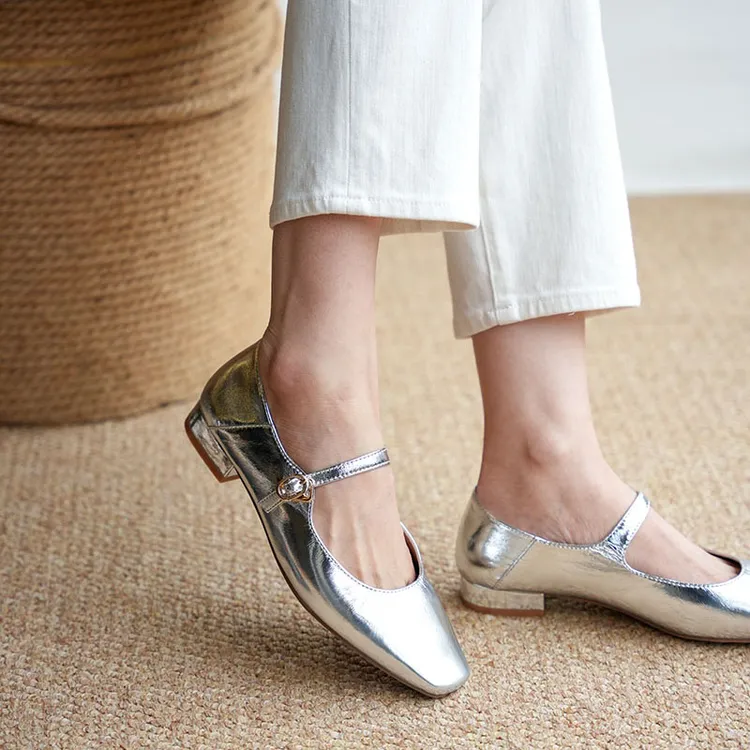壹家shoes019002软牛皮玛丽珍2.5公分平底羊皮里舒服的松紧扣