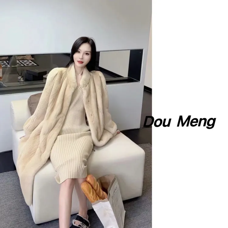 【豆萌 】24005水貂皮草时尚冬季长款源头海宁貂皮大衣女外套长款