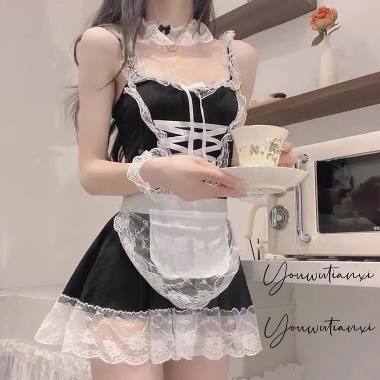 日系cos女仆制服套装女装蕾丝女装吊带夏季显瘦内jk