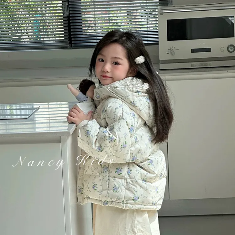 2024新款儿童加绒棉服花布时尚可爱中小童宝宝外套加厚款童装棉衣