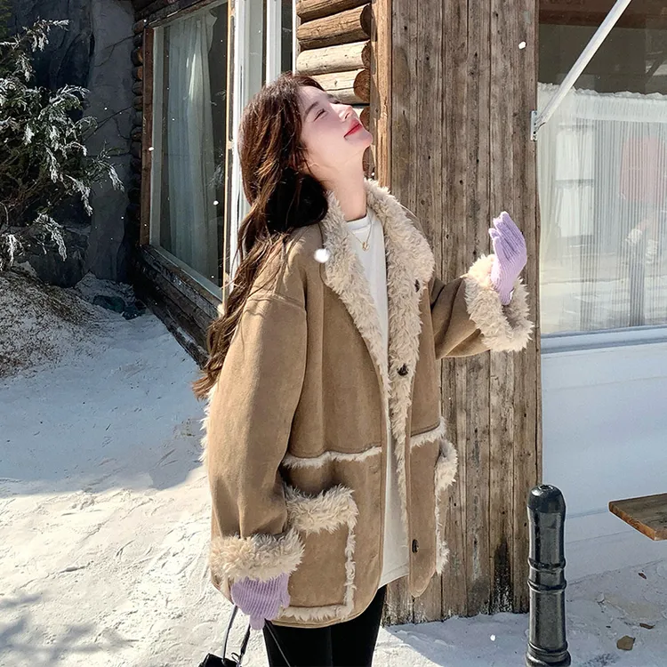 两面穿皮毛一体羊羔毛外套女2025年秋冬新款休闲宽松加厚机车上衣