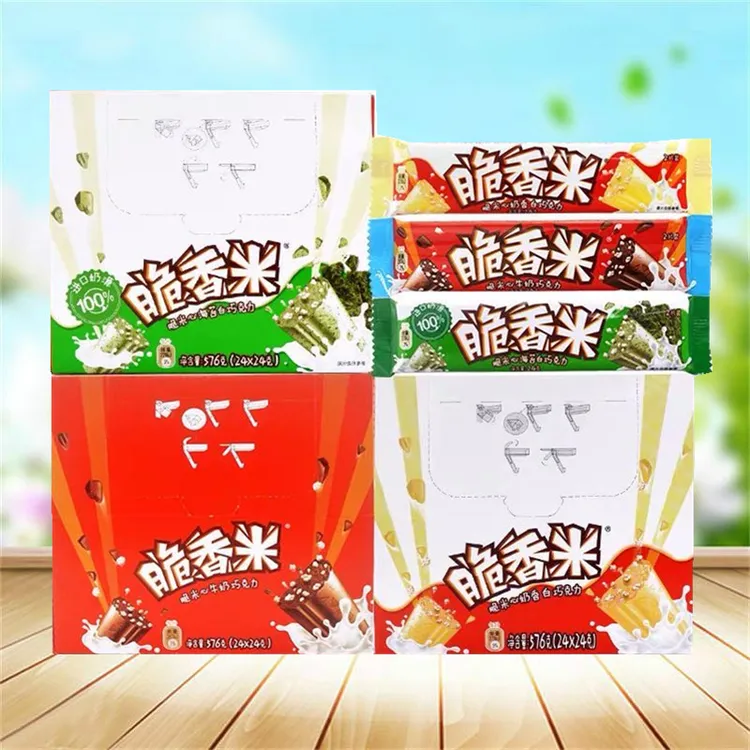 脆香米奶香白牛奶巧克力576g整盒24g*24条散装儿童夹心糖果棒棒