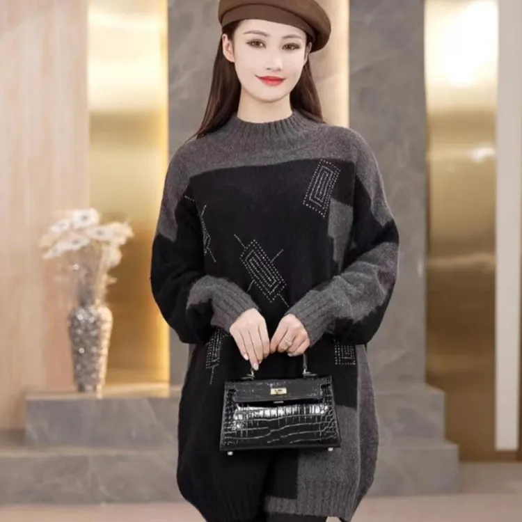 女士毛衣气质轻奢重工钉钻毛衣均码宽松百搭 3090