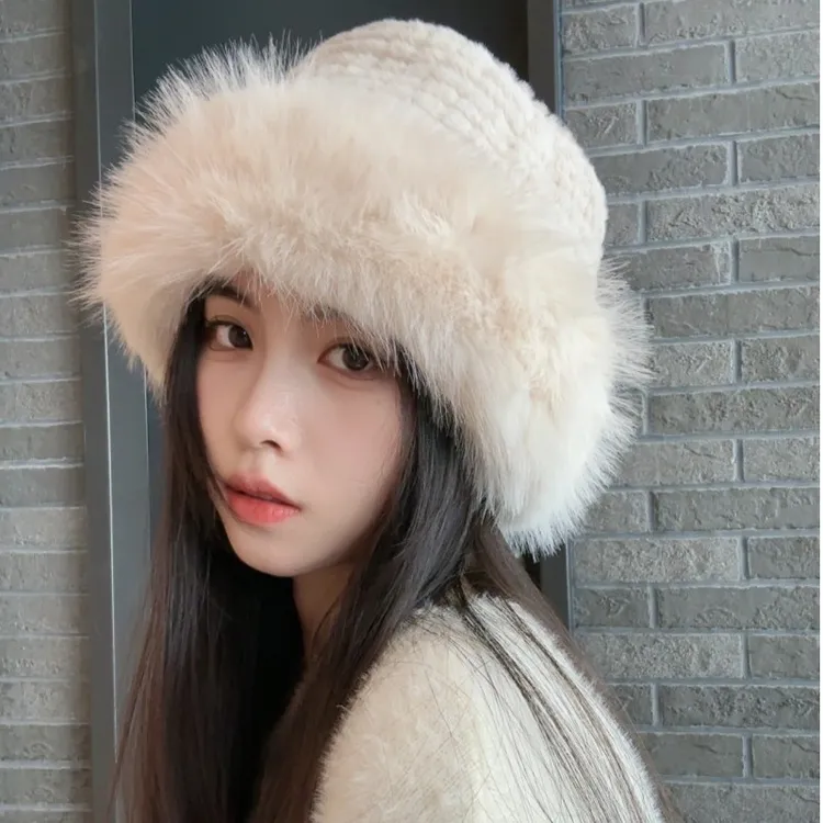 防寒时尚高品质软糯毛绒盆帽女冬季加厚韩版保暖显脸小毛绒帽子