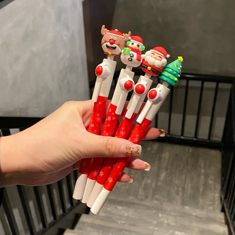 圣诞卡通中性笔圣诞造型签字笔文具写字笔圣诞礼物