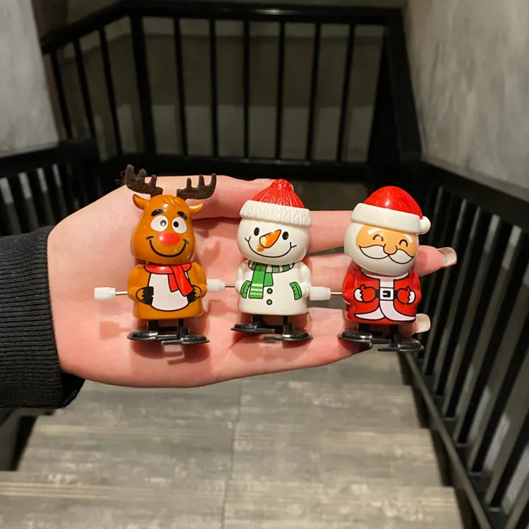发条圣诞老人玩具卡通麋鹿雪人玩具圣诞小人上链摇头公仔圣诞礼物