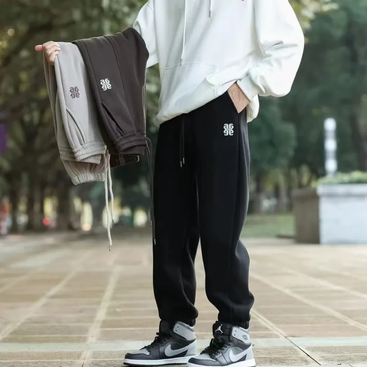 中大童加绒加厚裤子时尚潮流男童冬季保暖针织卫裤百搭宽松休闲裤
