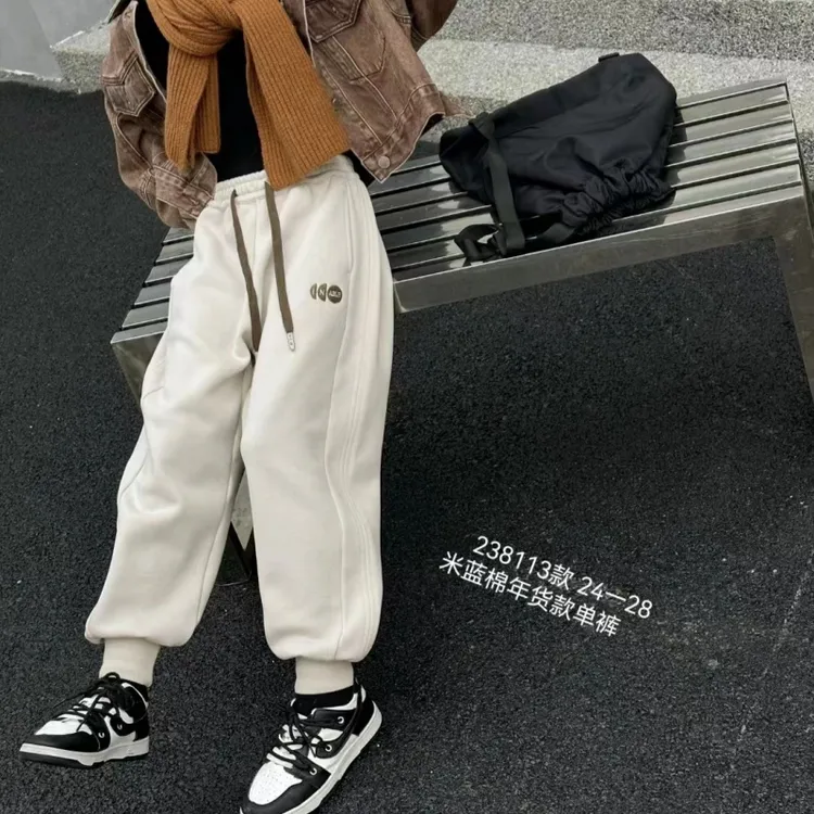 儿童时尚百搭潮款裤子冬季男宝宝加厚保暖宽松休闲裤女童针织裤子