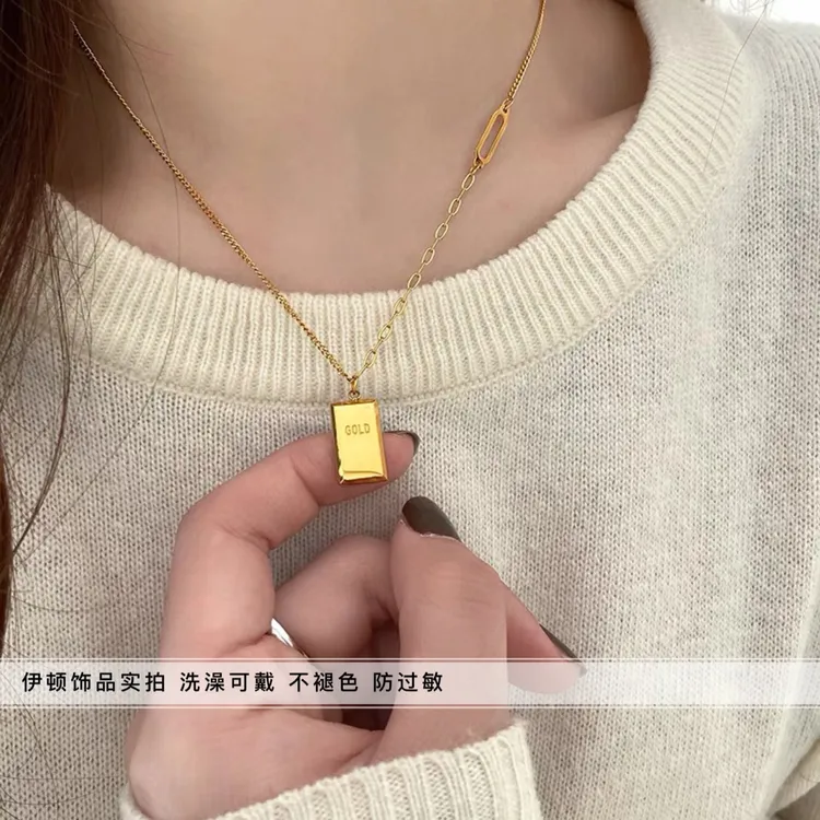 钛钢项链 【洗澡不用摘】GOLD字母ins锁骨链不掉色坠链时尚百搭饰品