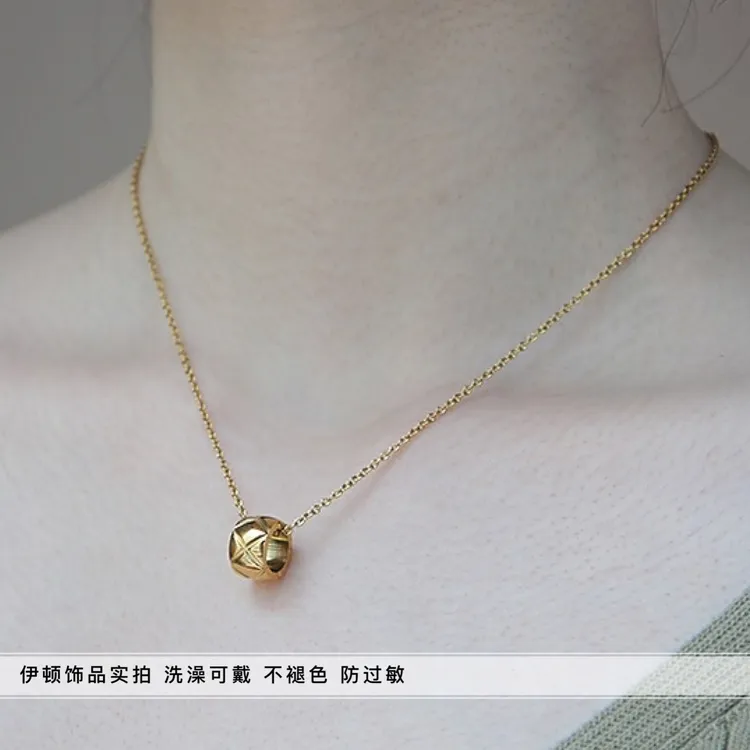 钛钢项链 【洗澡不用摘】法式菱格精致转运珠项链锁骨链母亲节礼物