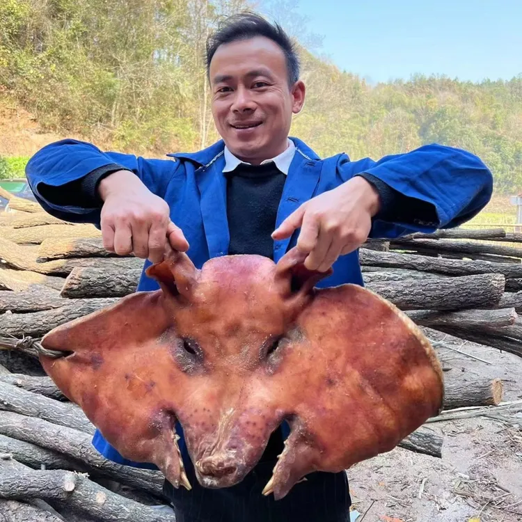 石门高山土猪肉腊猪头柴火慢熏500g(现称25/斤)湘西腊肉