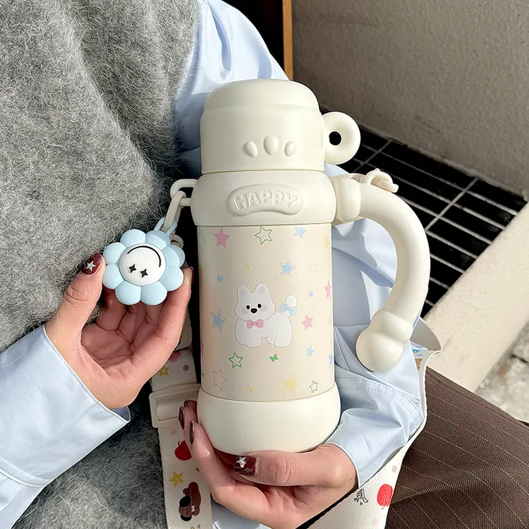 保温杯水杯一盖两用壶新款2025可爱女生学生上学专用斜跨吸管杯子