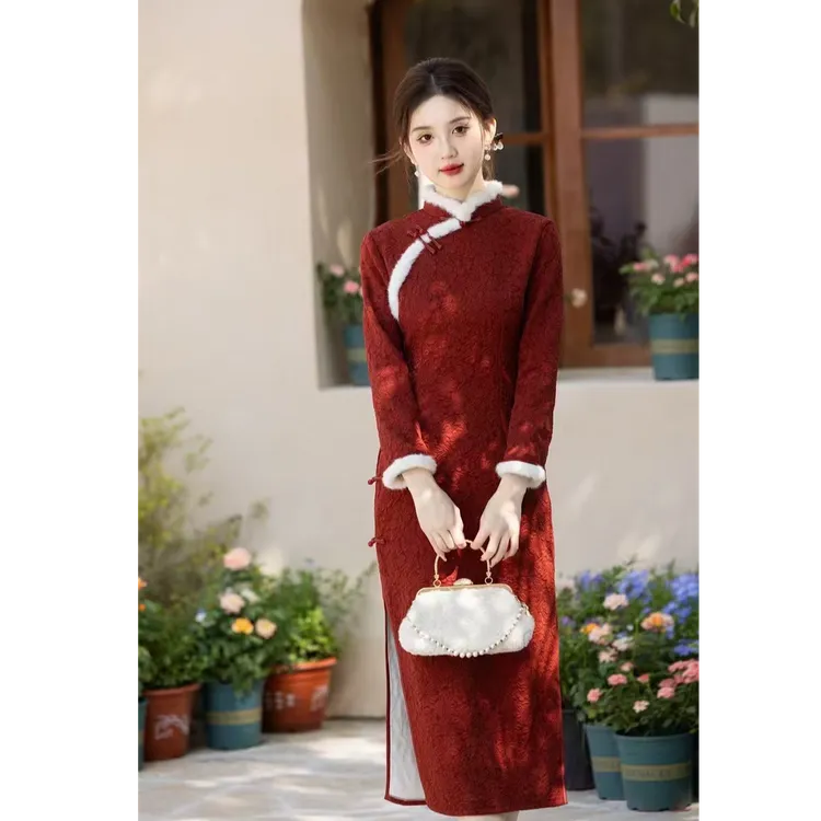【繁星点点】中国风加绒加厚秋冬款气质千金女神旗袍女款新中式