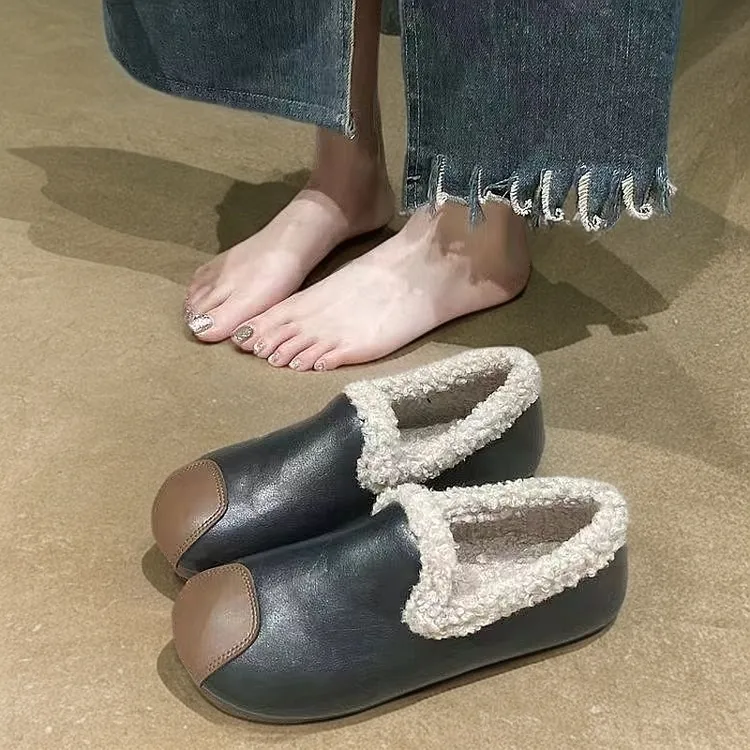 妈妈鞋中老年2024年厚底豆豆鞋新款百搭棉鞋加绒冬季女士防滑软底