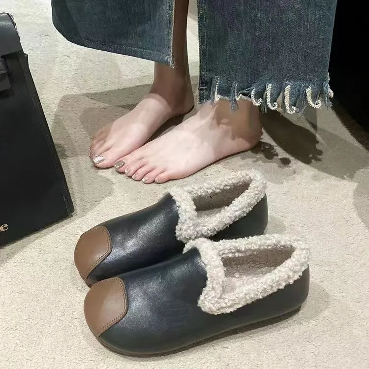 软底女士新款厚底豆豆鞋冬季中老年百搭加绒棉鞋防滑妈妈鞋2024年