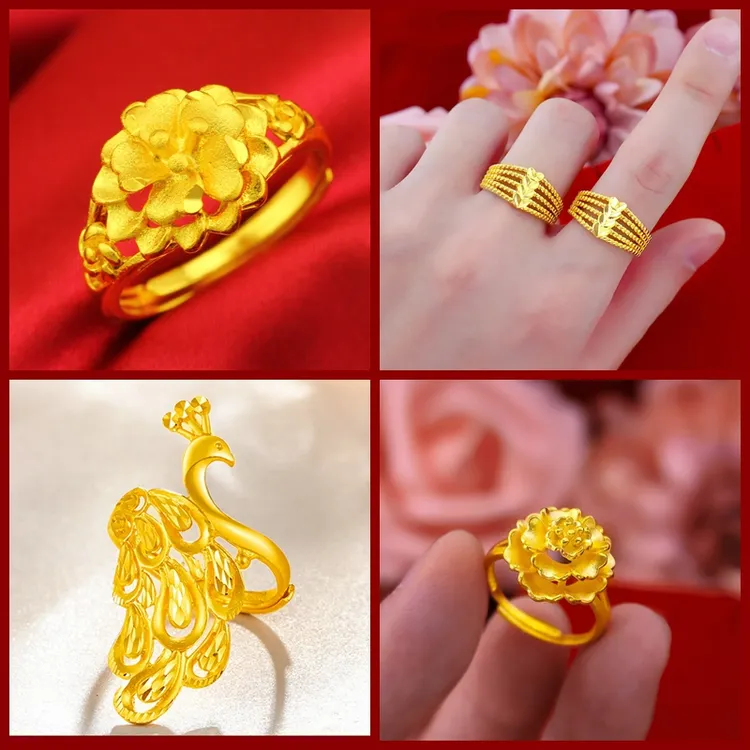 合金戒指 多款精美复古女士新娘气质时尚百搭金色可调节戒指饰品