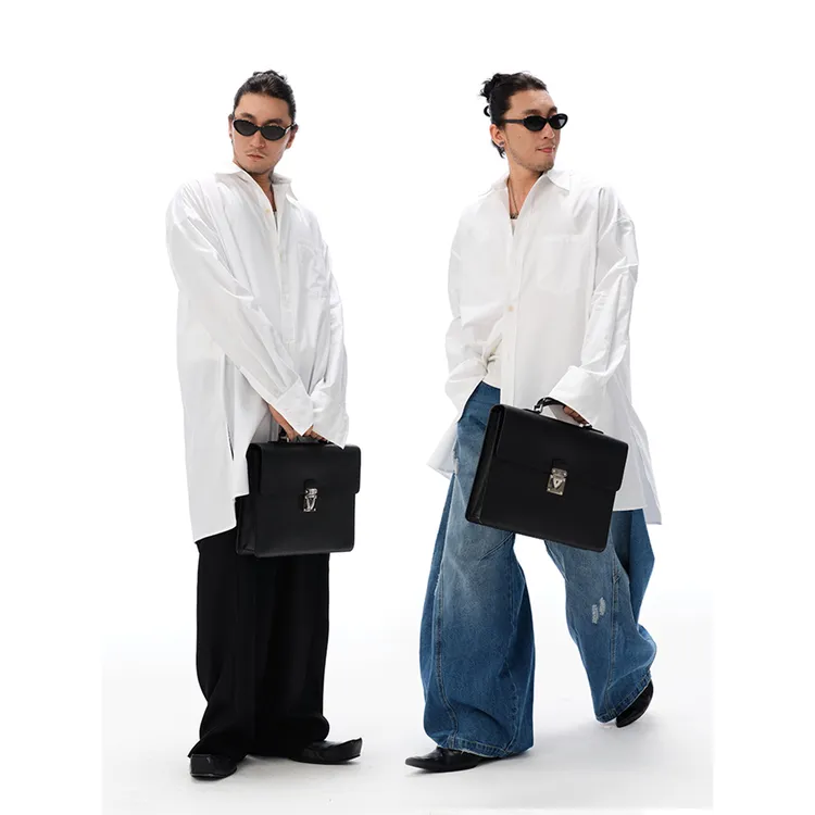 Shizukaumi 时髦牛马 精致打工人 通勤复古长款白衬衫