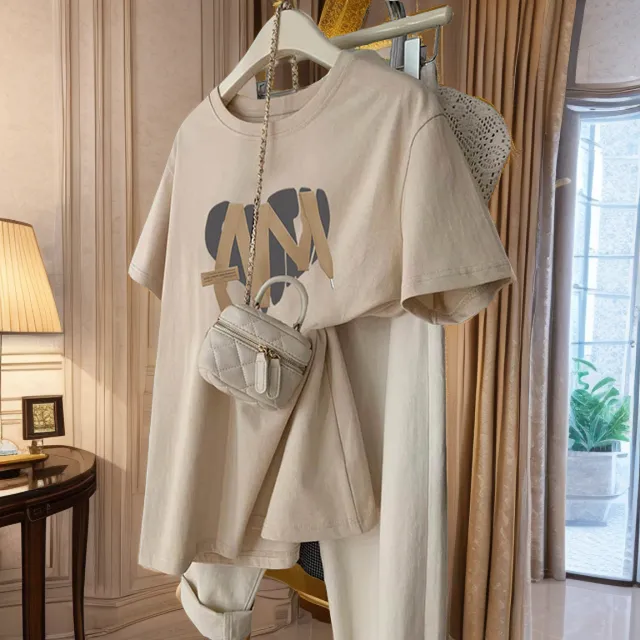 韩系纯棉T恤女chic休闲风大码夏季孕妇上衣ins潮显白正肩遮肉短袖