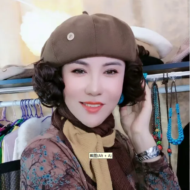 新款假发一体贝雷帽时尚百搭仿真翻翘假发妈妈帽子网红高级优雅女