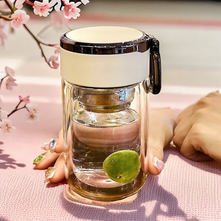 双层高颜值玻璃杯女士水杯个人专用茶水分离泡茶杯子便携小巧迷你
