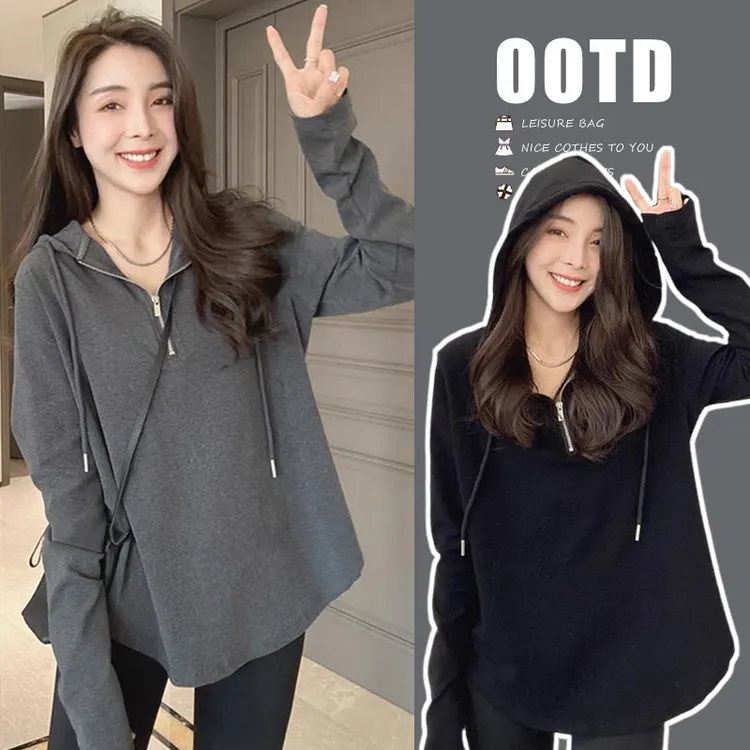 孕妇连帽卫衣女春秋款新款爆款时尚洋气秋季秋款百搭宽松孕妇上衣
