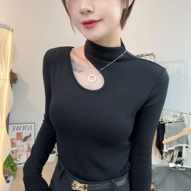 136加绒 露锁骨 紧身打底衫
