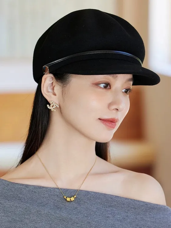 羊毛八角时尚名媛鸭舌帽优雅贝雷帽复古洋气礼帽显脸小女款女士