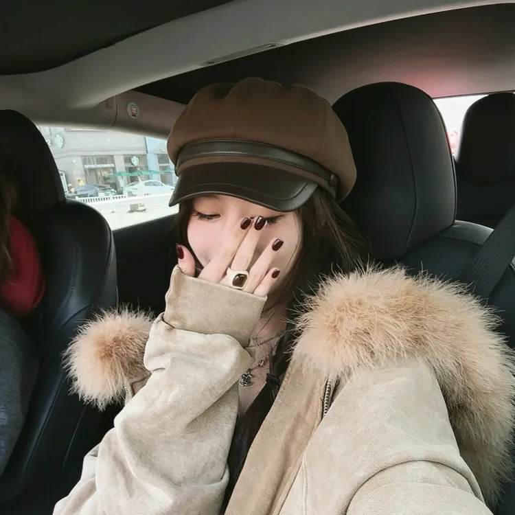 大头围英伦风八角帽子女秋冬优雅知性显脸小画家帽简约百搭报童帽