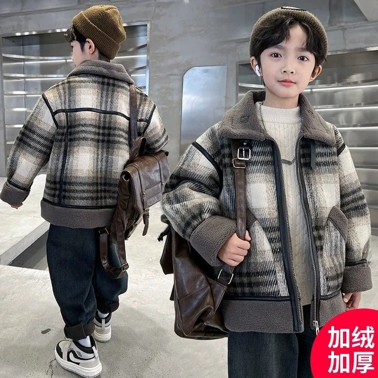 童装男童冬装外套2025新款冬季加绒加厚中大儿童男孩秋冬款棉服潮