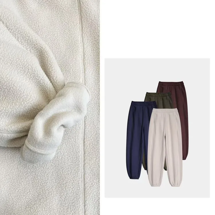 ⌜冬日暖阳⌟ 甄选进口羊羔绒舒适加绒保暖软糯结构拼接休闲卫裤