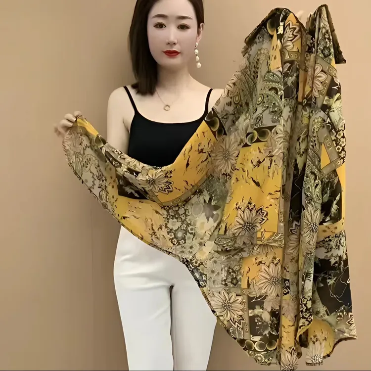 百搭衬衫夏季大码印花宽松显瘦薄款防晒衣七分袖