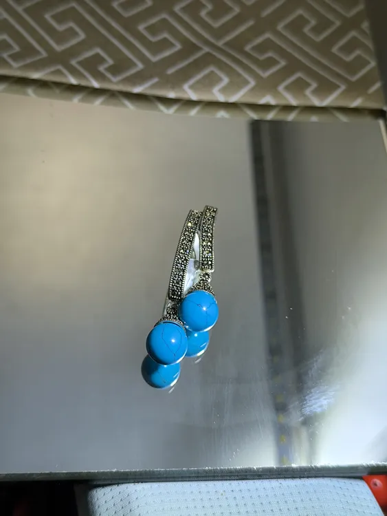 铜合金树脂吊坠 轻奢精致民族风蓝色古风小众吊坠饰品，双珠12mm