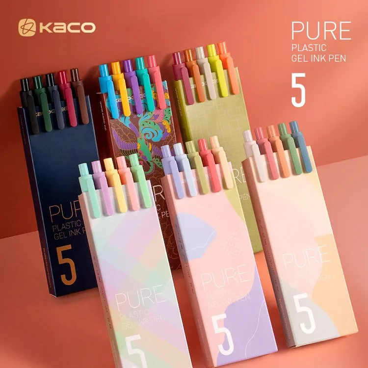 KACO书源中性笔按动水笔ins简约莫兰迪复古彩色手帐做笔记用0.5mm