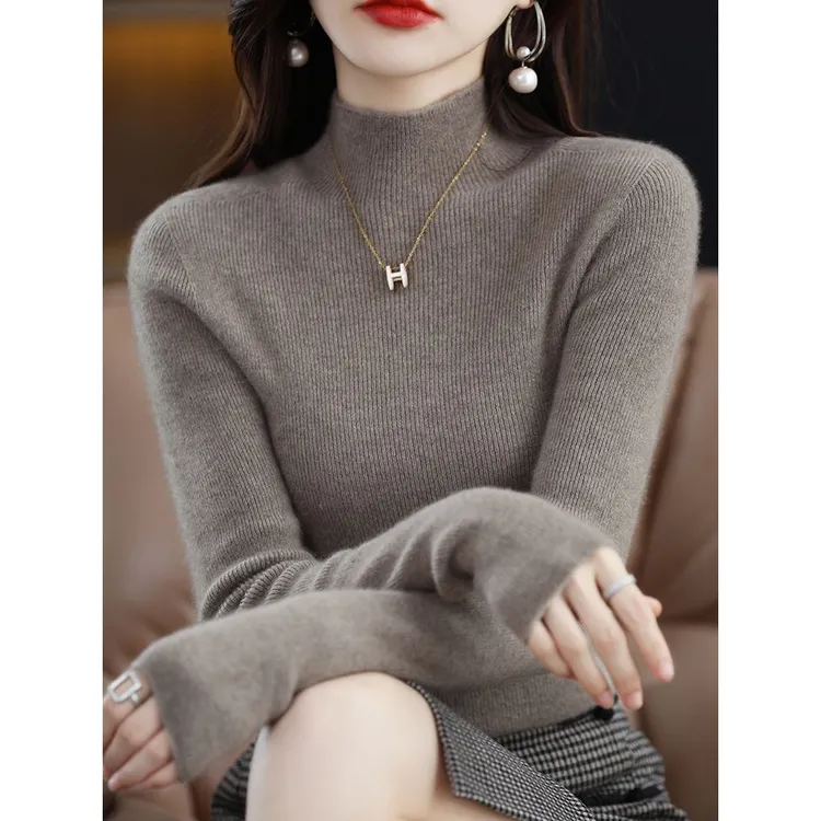鄂尔多斯市毛衣半高领秋冬内搭长袖针织衫显瘦洋气套头百搭毛衣